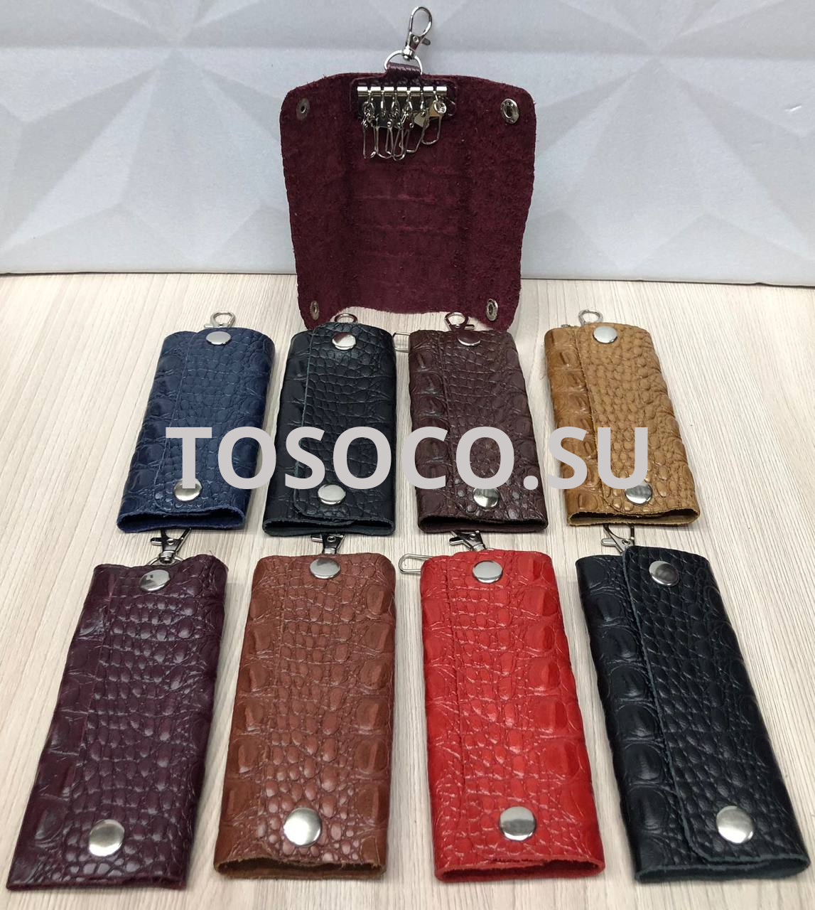 502 (упаковка 10 шт) ключница натуральная кожа 5х12х2