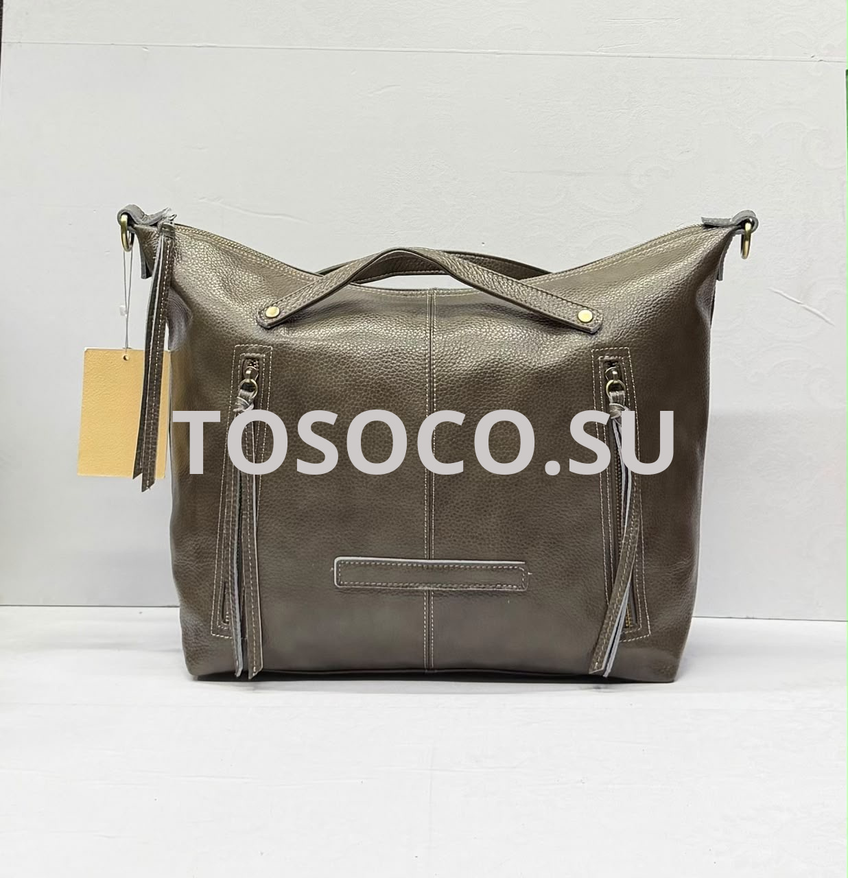 B00111 gray сумка Wifeore натуральная кожа 32х42х12