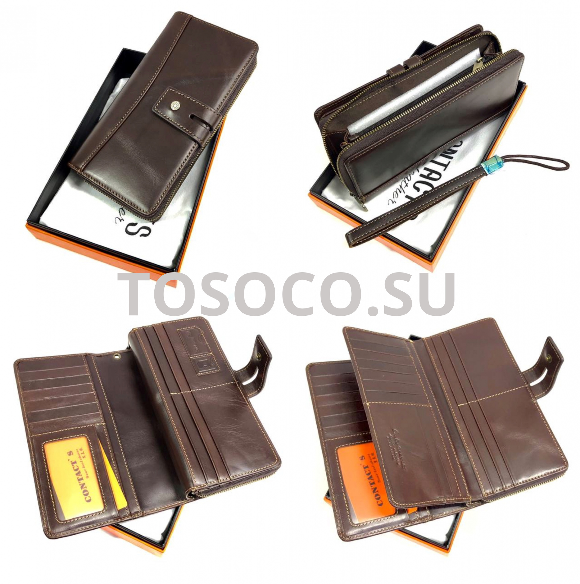 M1266 brown кошелек CONTACTS натуральная кожа 20х10